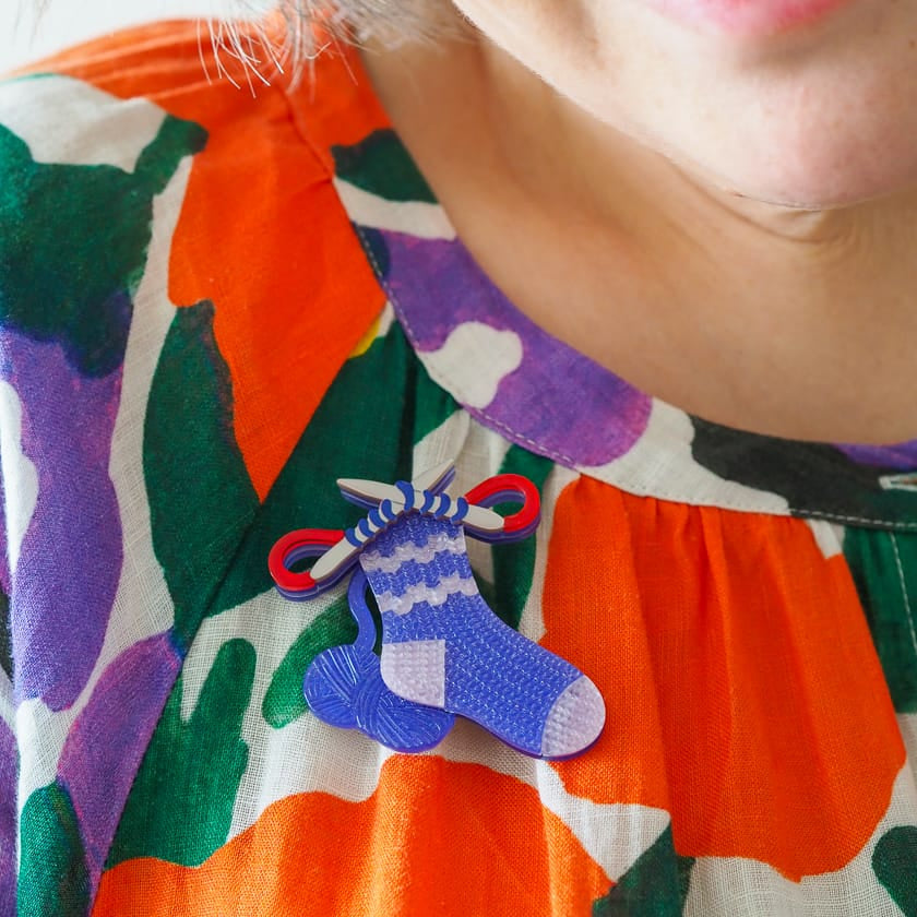 Sock it to Me Brooch  -  Erstwilder  -  Quirky Resin and Enamel Accessories