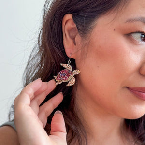 Hawksbill Turtle Drop Earrings  -  Erstwilder  -  Quirky Resin and Enamel Accessories