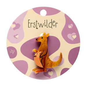 Kangaroos Simplified Mini Brooch  -  Erstwilder Simplified  -  Quirky Resin and Enamel Accessories