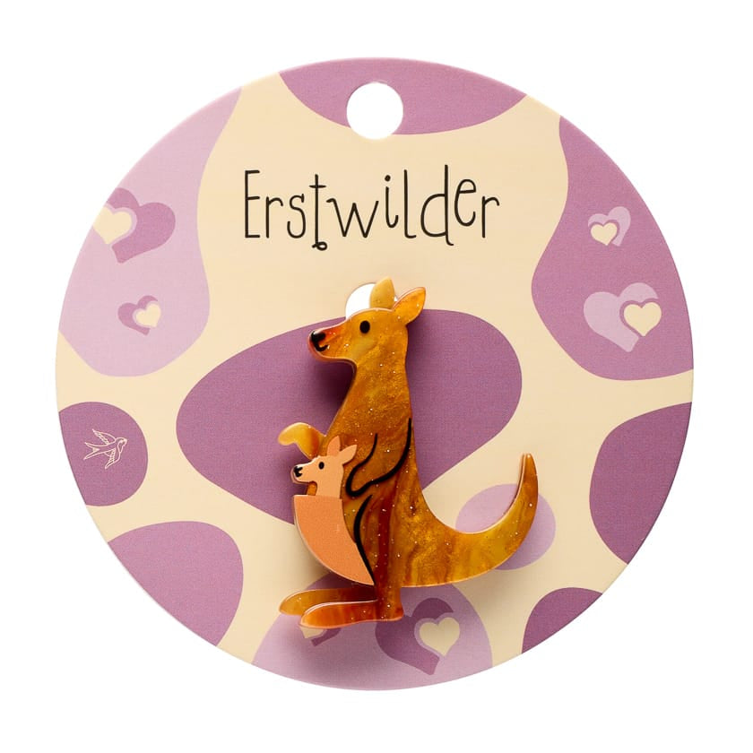 Kangaroos Simplified Mini Brooch  -  Erstwilder Simplified  -  Quirky Resin and Enamel Accessories