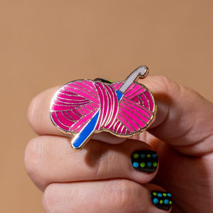 Hooked on Crochet Enamel Pin  -  Erstwilder  -  Quirky Resin and Enamel Accessories