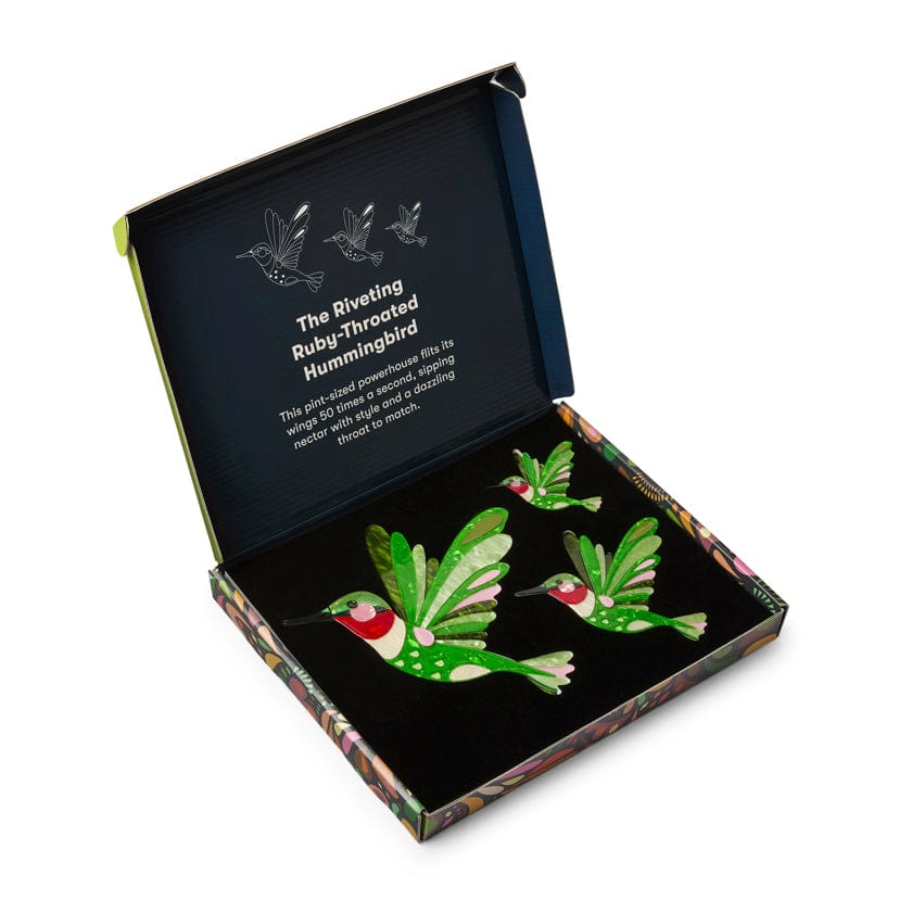 The Riveting Ruby-Throated Hummingbird Wall Art  -  Erstwilder  -  Quirky Resin and Enamel Accessories