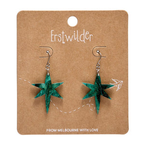North Star Drop Earrings - Green  -  Erstwilder Essentials  -  Quirky Resin and Enamel Accessories