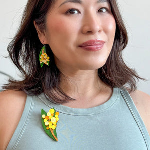 Golden Wattle Brooch  -  Erstwilder  -  Quirky Resin and Enamel Accessories