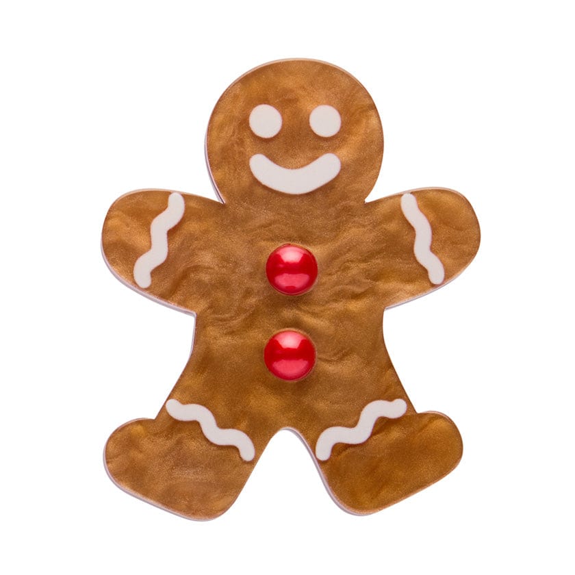 Gingerbread Man Simplified Mini Brooch  -  Erstwilder Simplified  -  Quirky Resin and Enamel Accessories