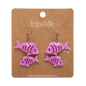 Fish Friends Drop Earrings - Pink  -  Erstwilder Essentials  -  Quirky Resin and Enamel Accessories