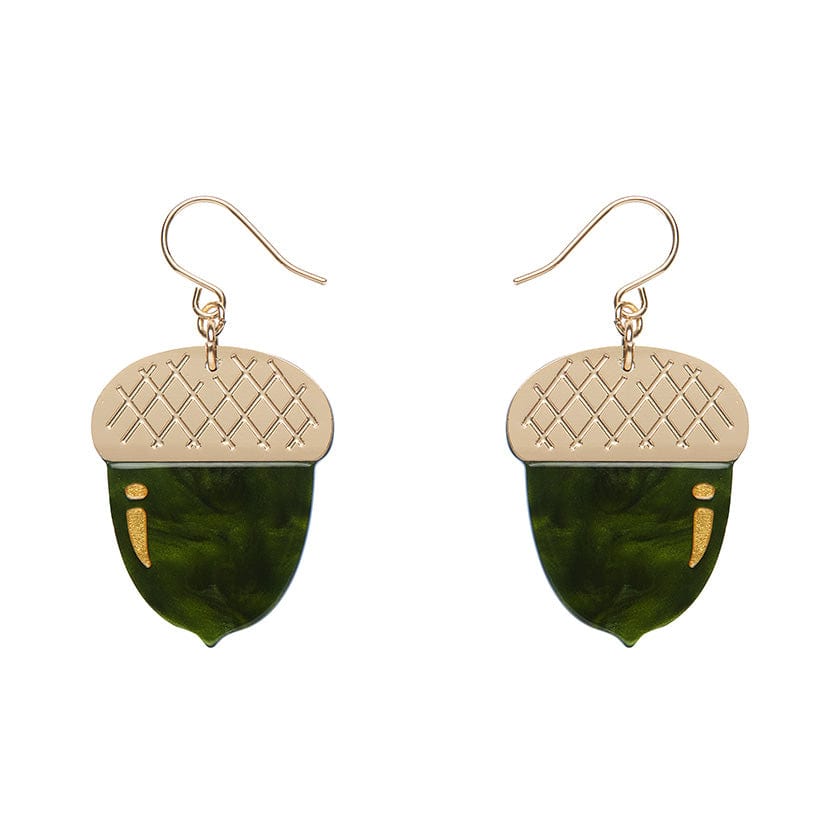 Acorn Drop Earrings - Green  -  Erstwilder Essentials  -  Quirky Resin and Enamel Accessories