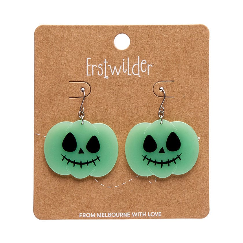 Jack O Lantern Drop Earrings - Glow in the Dark  -  Erstwilder Essentials  -  Quirky Resin and Enamel Accessories
