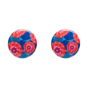 Dahlia Rounded Stud Earrings - Pink  -  Erstwilder Essentials  -  Quirky Resin and Enamel Accessories