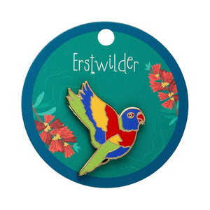 Lulu the Lorikeet Enamel Pin  -  Erstwilder  -  Quirky Resin and Enamel Accessories