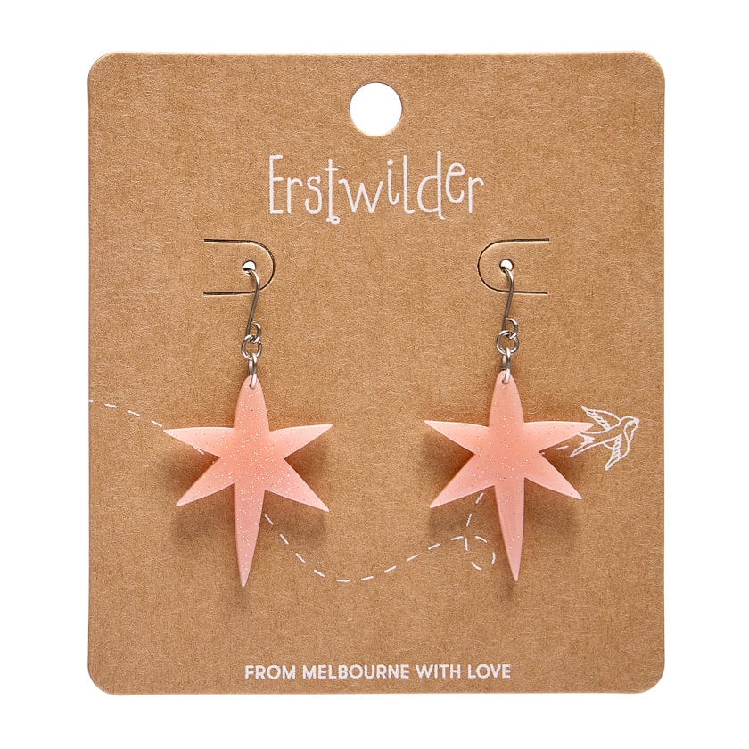 North Star Drop Earrings - Pink  -  Erstwilder Essentials  -  Quirky Resin and Enamel Accessories