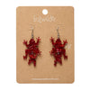 Double Frog Drop Earrings - Red