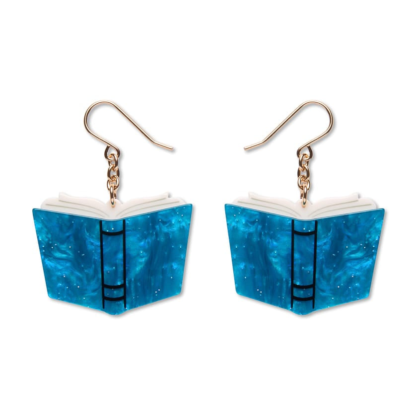 Story Book Drop Earrings - Navy Pearl  -  Erstwilder Essentials  -  Quirky Resin and Enamel Accessories