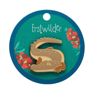 Crikey the Saltwater Crocodile Enamel Pin  -  Erstwilder  -  Quirky Resin and Enamel Accessories