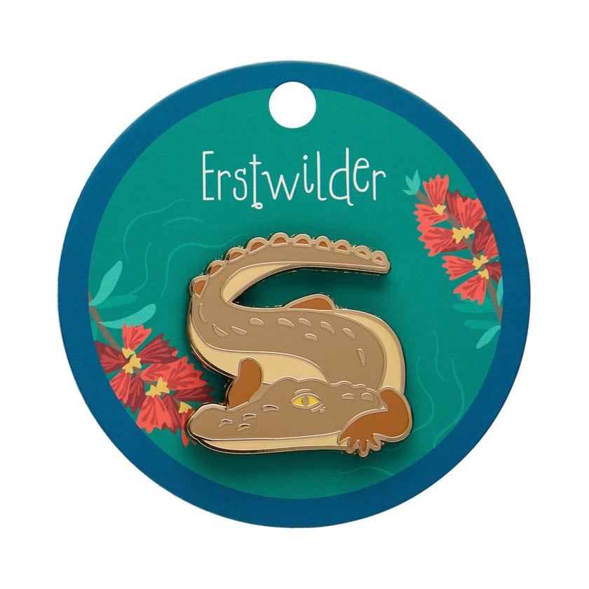 Crikey the Saltwater Crocodile Enamel Pin  -  Erstwilder  -  Quirky Resin and Enamel Accessories