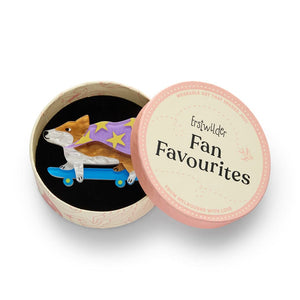 Clarke the Crusading Corgi Brooch  -  Erstwilder  -  Quirky Resin and Enamel Accessories