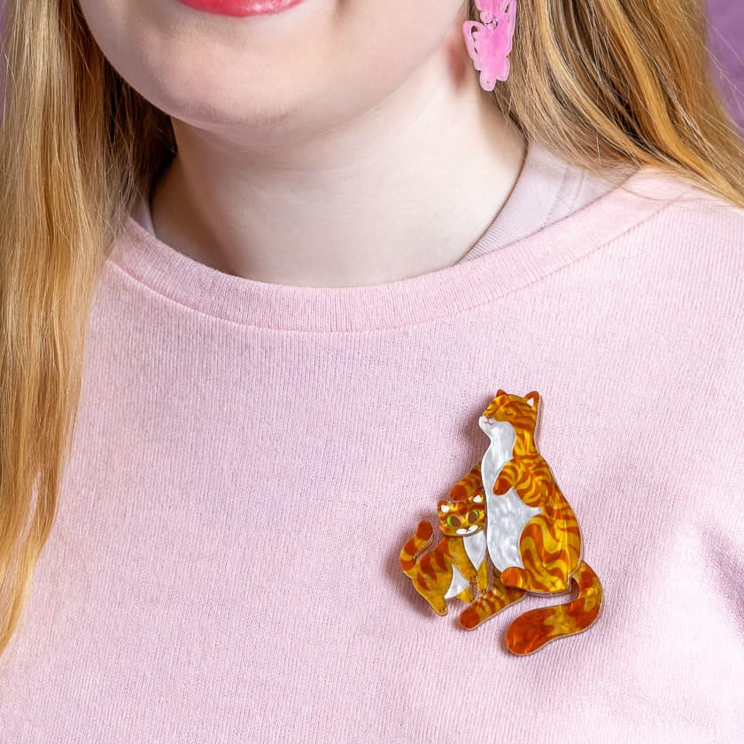 Purrfect Harmony Brooch Pair  -  Erstwilder  -  Quirky Resin and Enamel Accessories