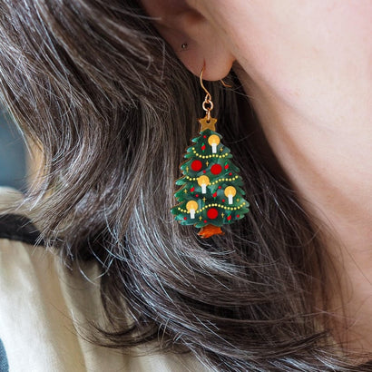 Christmas Tree Centre-Piece Drop Earrings  -  Erstwilder  -  Quirky Resin and Enamel Accessories