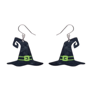 Witch's Hat Drop Earrings - Black  -  Erstwilder Essentials  -  Quirky Resin and Enamel Accessories