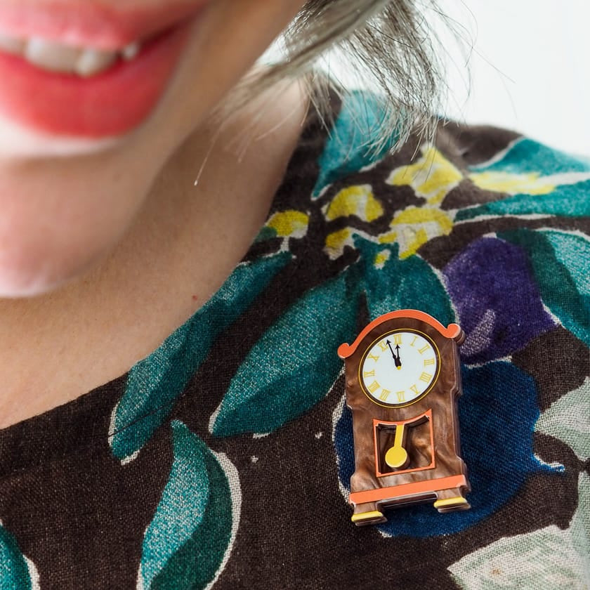 Clock Simplified Mini Brooch  -  Erstwilder Simplified  -  Quirky Resin and Enamel Accessories