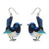 Superb Fairy Wren Drop Earrings  -  Erstwilder  -  Quirky Resin and Enamel Accessories