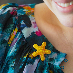 Orange Starfish Simplified Mini Brooch  -  Erstwilder Simplified  -  Quirky Resin and Enamel Accessories