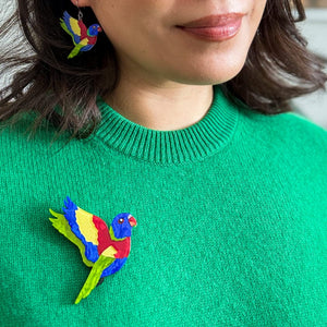 Lulu the Lorikeet Brooch  -  Erstwilder  -  Quirky Resin and Enamel Accessories