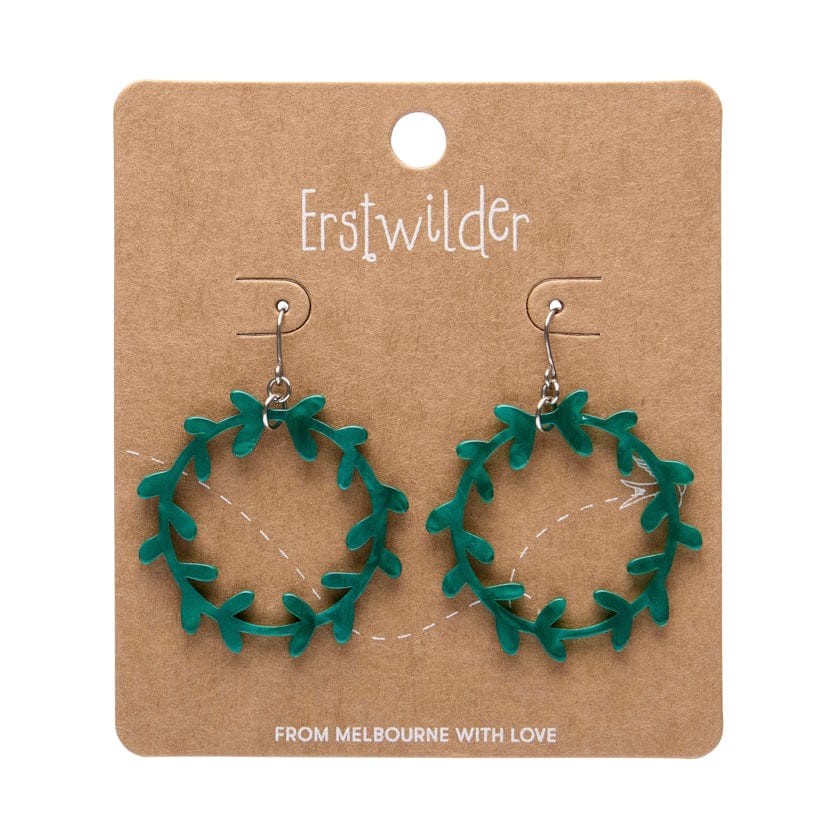 Wreath Drop Earrings – Teal  -  Erstwilder Essentials  -  Quirky Resin and Enamel Accessories