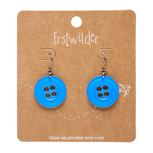 Button Drop Earrings - Blue  -  Erstwilder Essentials  -  Quirky Resin and Enamel Accessories