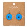 Button Drop Earrings - Blue