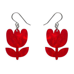 Tulip Drop Earrings - Red  -  Erstwilder Essentials  -  Quirky Resin and Enamel Accessories