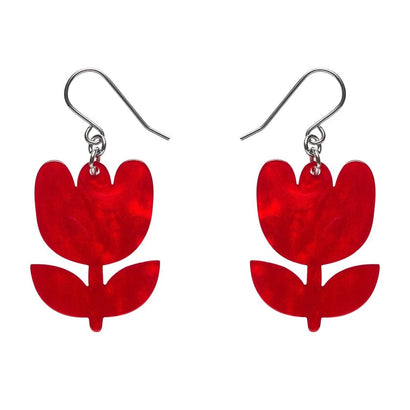 Tulip Drop Earrings - Red  -  Erstwilder Essentials  -  Quirky Resin and Enamel Accessories