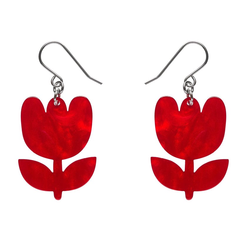 Tulip Drop Earrings - Red  -  Erstwilder Essentials  -  Quirky Resin and Enamel Accessories