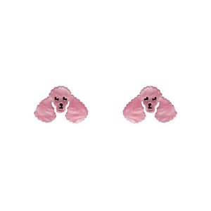 Poodle Ripple Stud Earrings - Pink  -  Erstwilder Essentials  -  Quirky Resin and Enamel Accessories