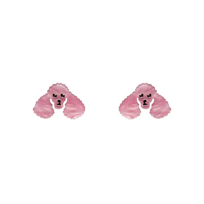 Poodle Ripple Stud Earrings - Pink  -  Erstwilder Essentials  -  Quirky Resin and Enamel Accessories
