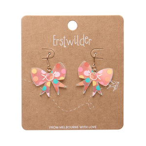 Polka Dot Bow Drop Earrings – Iridescent  -  Erstwilder Essentials  -  Quirky Resin and Enamel Accessories