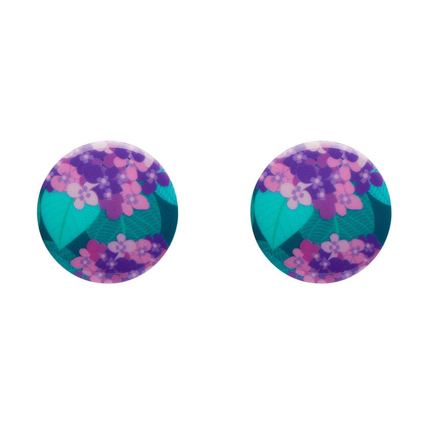 Hydrangea Rounded Stud Earrings - Purple  -  Erstwilder Essentials  -  Quirky Resin and Enamel Accessories