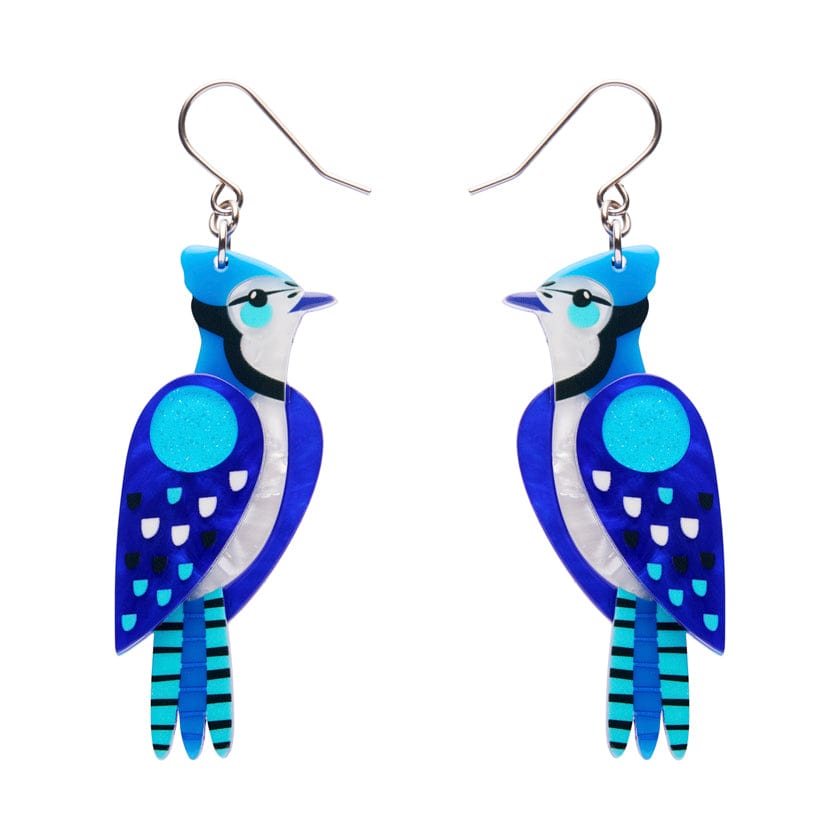 The Boisterous Blue Jay Drop Earrings  -  Erstwilder  -  Quirky Resin and Enamel Accessories