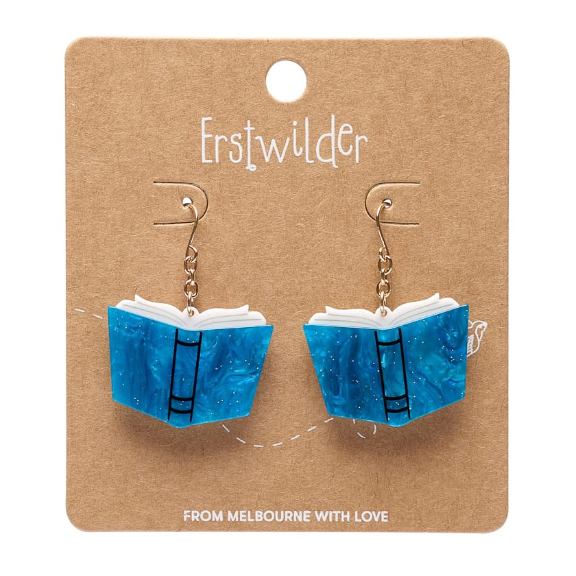 Story Book Drop Earrings - Navy Pearl  -  Erstwilder Essentials  -  Quirky Resin and Enamel Accessories