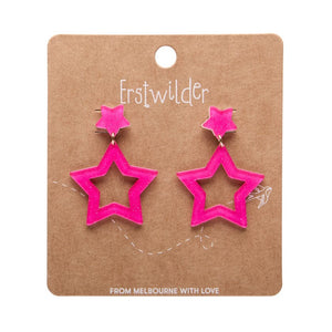 Double Star Stud Earrings – Pink  -  Erstwilder Essentials  -  Quirky Resin and Enamel Accessories