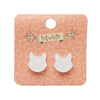 Cat Head Glitter Resin Stud Earrings - White  -  Erstwilder Essentials  -  Quirky Resin and Enamel Accessories
