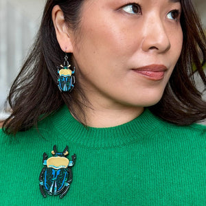 Ruby the Rainbow Stag Beetle Brooch  -  Erstwilder  -  Quirky Resin and Enamel Accessories