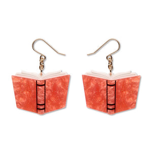 Story Book Drop Earrings - Orange  -  Erstwilder Essentials  -  Quirky Resin and Enamel Accessories