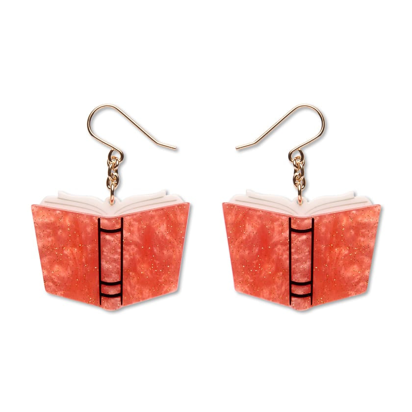 Story Book Drop Earrings - Orange  -  Erstwilder Essentials  -  Quirky Resin and Enamel Accessories