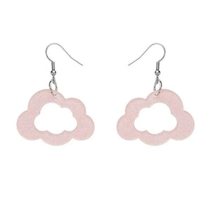 Cloud Glitter Resin Drop Earrings - Pink  -  Erstwilder Essentials  -  Quirky Resin and Enamel Accessories