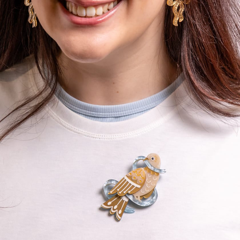 Blue Ribbon Days Brooch  -  Erstwilder  -  Quirky Resin and Enamel Accessories