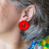 Button Stud Earrings - Red  -  Erstwilder Essentials  -  Quirky Resin and Enamel Accessories