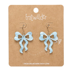 Bows Drop Earrings – Blue  -  Erstwilder Essentials  -  Quirky Resin and Enamel Accessories