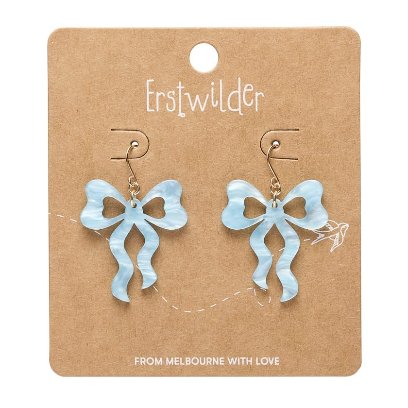 Bows Drop Earrings – Blue  -  Erstwilder Essentials  -  Quirky Resin and Enamel Accessories