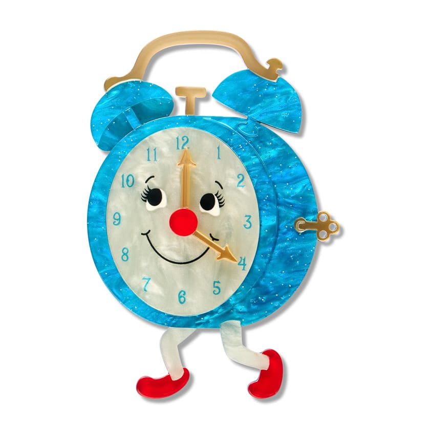 Silky's Clock Brooch  -  Erstwilder  -  Quirky Resin and Enamel Accessories